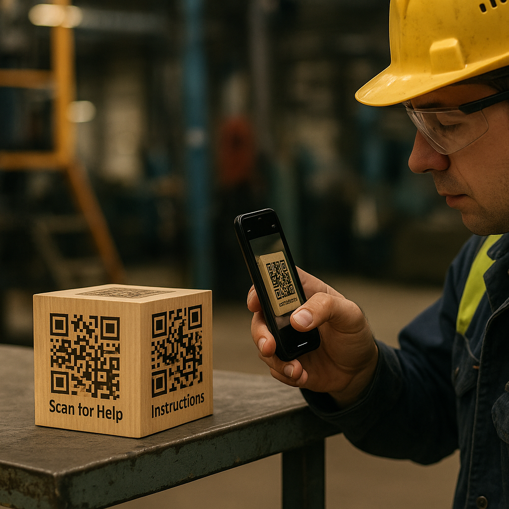 Cubiqo QR träkub på industrier