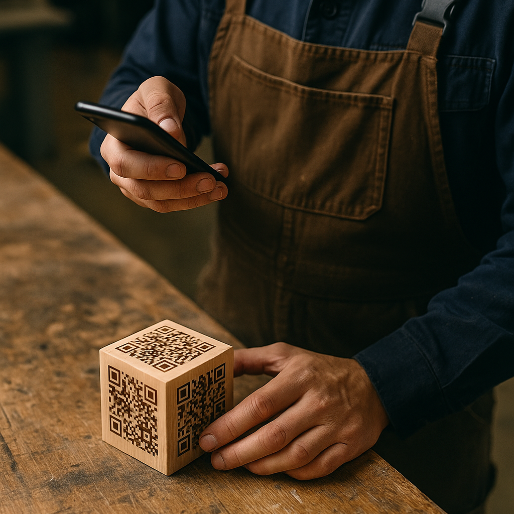 Cubiqo QR träkub för industrier & lager